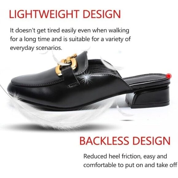 🆕Women's Black Fabric Loafers Backless Mules Round Toe Slip On Flats Casual - Picture 5 of 7